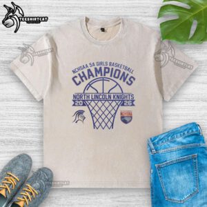 Alt Text: Hot North Lincoln Knights NCHSAA 5A Girls Basketball Champions 2026 washed t-shirt featuring team colors and logo.