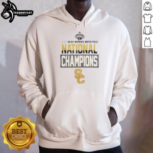 USC 2026 NC Womens Water Polo National Champions hoodie in cardinal and gold, showcasing team spirit and victory.