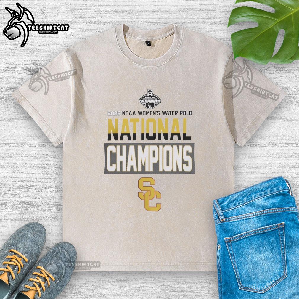 Hot University of Southern California 2026 NC Women's Water Polo National Champions washed t-shirt design.