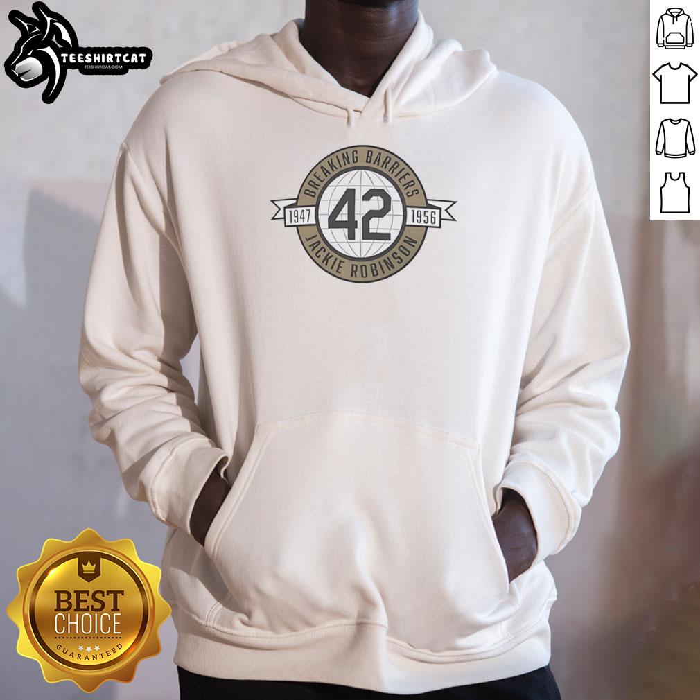 Nice Breaking Barriers Jackie Robinson 1947-1956 Hoodie featuring iconic baseball imagery and inspirational design.