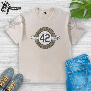 Nice Breaking Barriers Jackie Robinson 1947-1956 washed t-shirt featuring iconic baseball legend design.