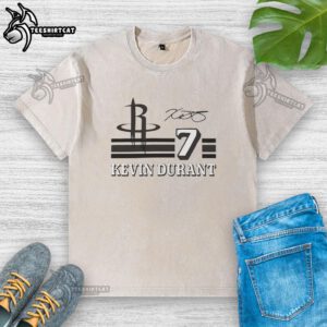 Alt Text: Kevin Durant Houston Rockets signature name and number washed t-shirt showcasing team pride and player style.