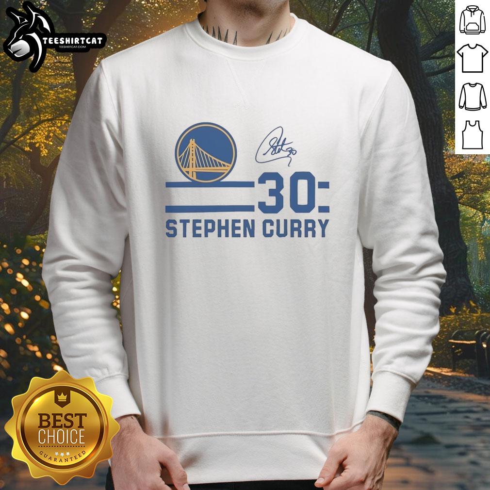Stephen Curry Golden State Warriors signature sweatshirt featuring name and number design, perfect for fans.