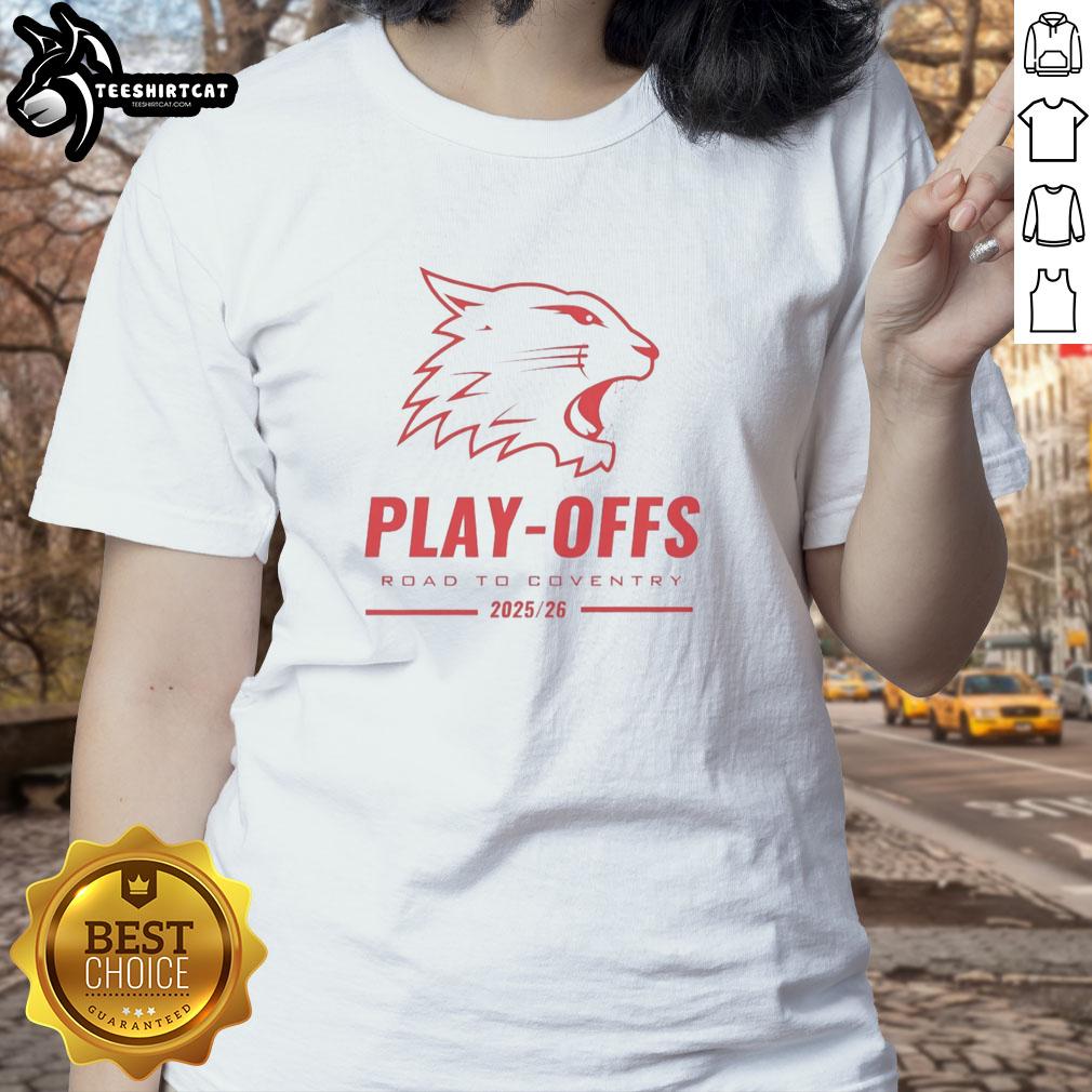 Nice The Bespoke Guardians Swindon Wildcats Play-Offs Road to Coventry Ladies Tee showcasing team spirit and pride.