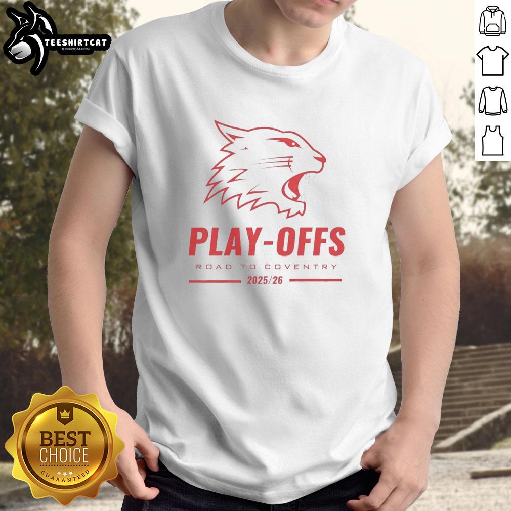Nice The Bespoke Guardians Swindon Wildcats Play Offs Road To Coventry T-Shirt featuring vibrant design and team logo.