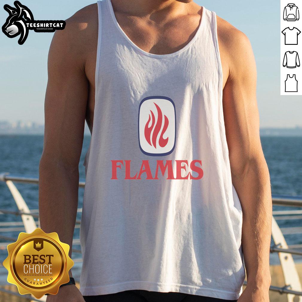 1980s vintage Nice UIC Flames logo on a stylish tank top showcasing retro sports fashion.