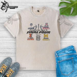 Official 2026 NCAA Men's Final Four washed t-shirt featuring vibrant team colors and logo, perfect for fans.