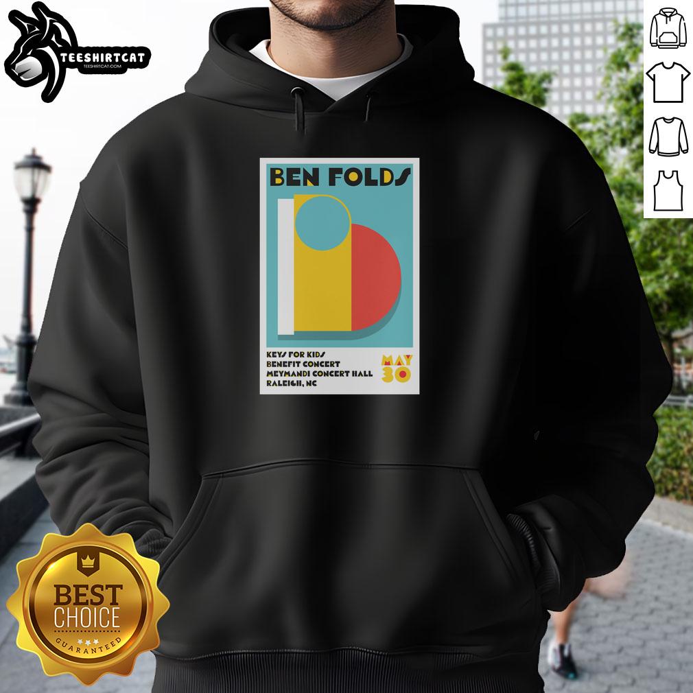 Official Ben Folds concert poster for Raleigh, NC on May 30, 2026, featuring a stylish hoodie design.