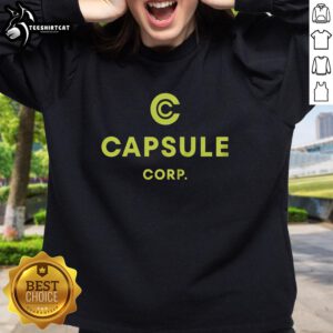 Official Capsule Corp Trunks Dragon Ball sweatshirt featuring vibrant colors and iconic logo design for fans.