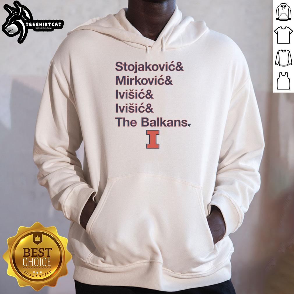 Alt Text: Official Illinois Basketball The Balkan Bloc Hoodie featuring bold team colors and logo for fans and supporters.