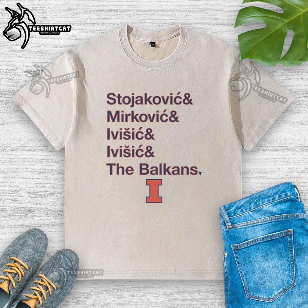 Alt Text: Official Illinois Basketball The Balkan Bloc washed t-shirt featuring vibrant graphics and a comfortable fit for fans.