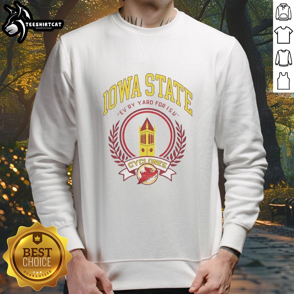 Official Iowa State Campanile Ash Every Yard ISU sweatshirt featuring a stylish design for Cyclones fans.
