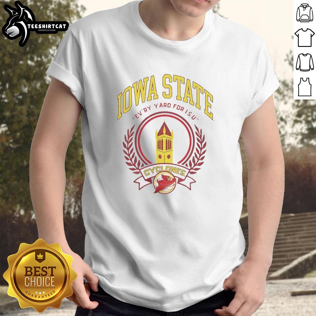 Official Iowa State Campanile Ash Evry Yard T-Shirt featuring ISU logo, perfect for Iowa State University fans.