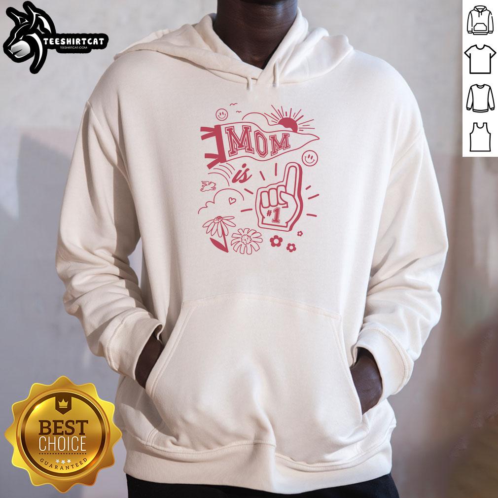 Collage hoodie featuring 'Official Mom Is 1' design, perfect for celebrating a first birthday in style.