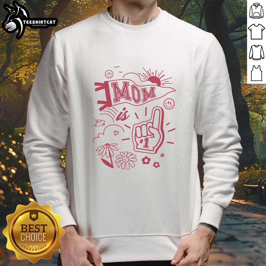 Collage sweatshirt featuring 'Official Mom Is 1' design, perfect for celebrating a child's first birthday in style.