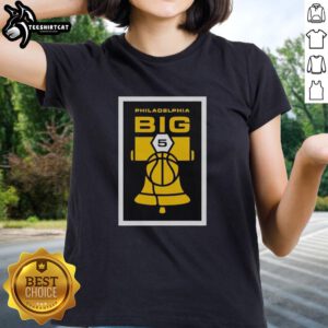 Official Philadelphia Big 5 Basketball Ladies Tee featuring a stylish design, perfect for fans and sports enthusiasts.