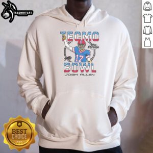 Official Tecmo Bowl X Topps Chrome hoodie featuring Bill Josh Allen design, perfect for football fans and collectors.