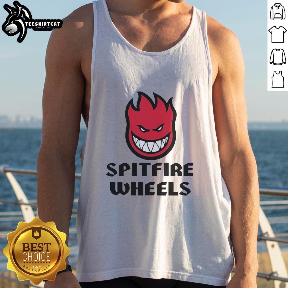 Original Spitfire Wheels logo tank top featuring vibrant design and casual fit, perfect for skateboarding enthusiasts.