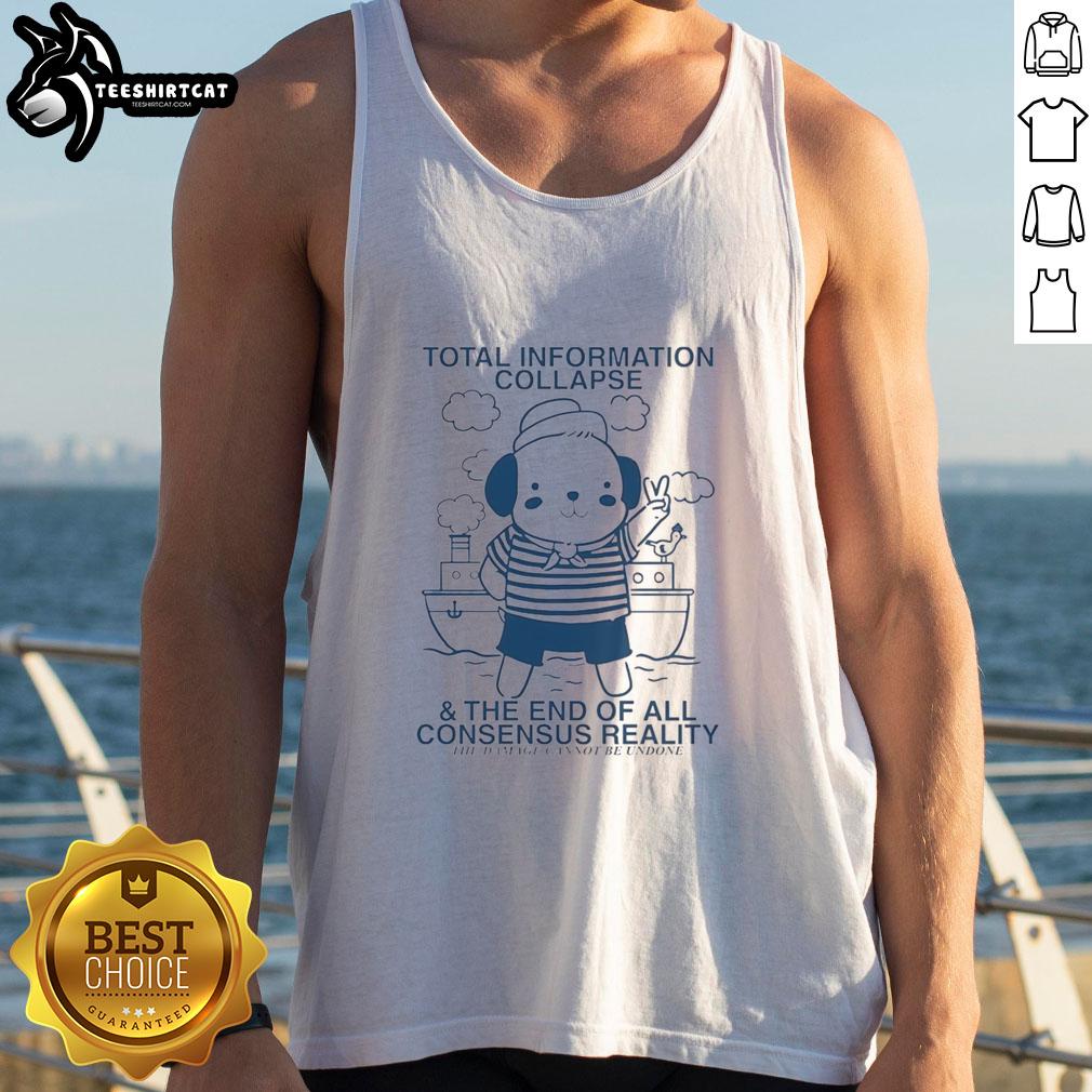 Original Total Information Collapse Bear Tank Top featuring unique artwork, perfect for fans of alternative reality themes.
