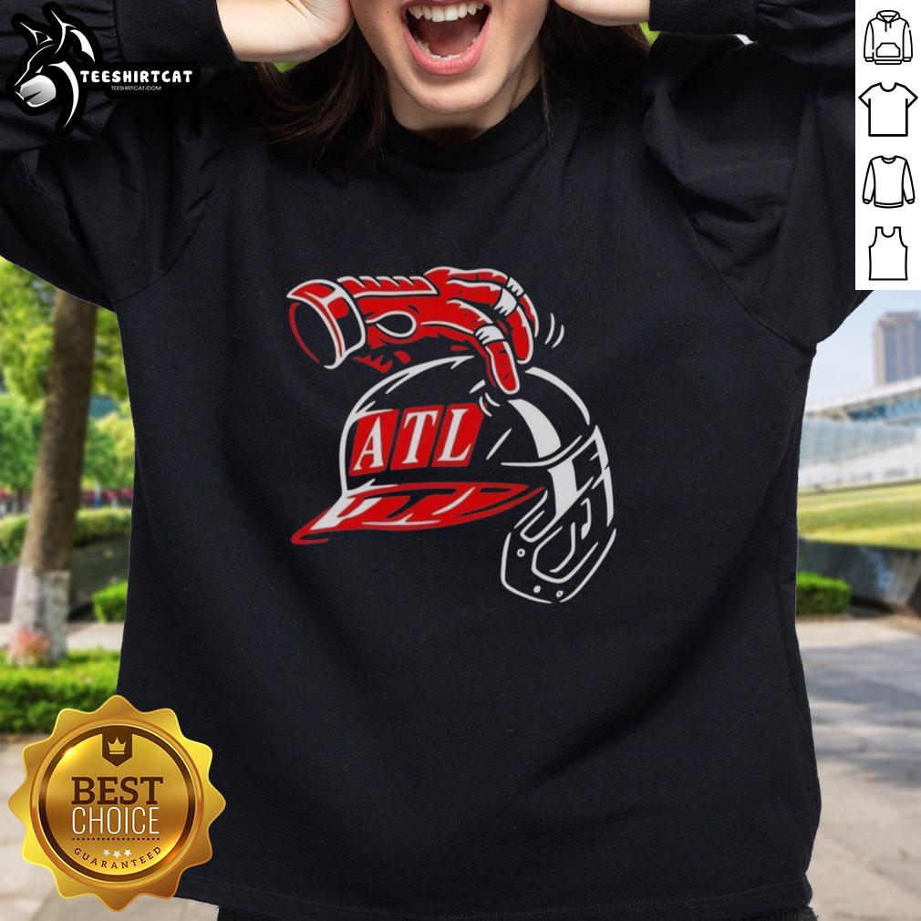 Premium Atlanta Braves ATL Head Scratch Sweatshirt in navy blue, perfect for game day or casual wear.
