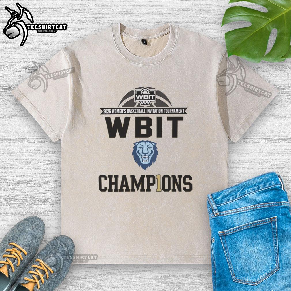 Premium Columbia Lions Division I Women's Bit Champions washed t-shirt in navy blue, perfect for fans and casual wear.