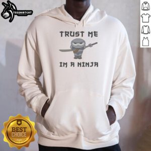 Premium cute ninja holding katana in 'Trust Me, I'm a Ninja' hoodie, perfect for ninja fans and stylish outfits.