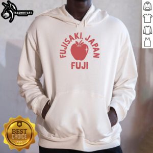 Premium Fuji Apple hoodie featuring vibrant design inspired by Fujisaki, Japan, perfect for apple lovers and fashion enthusiasts.