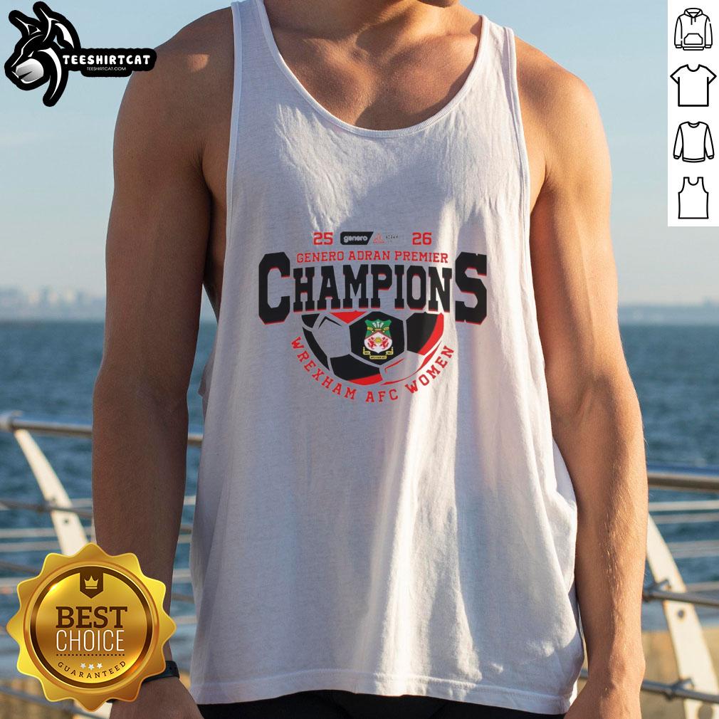 Premium Genero Adran Premier Champions 25/26 Wrexham AFC Women tank top in stylish design and vibrant colors.