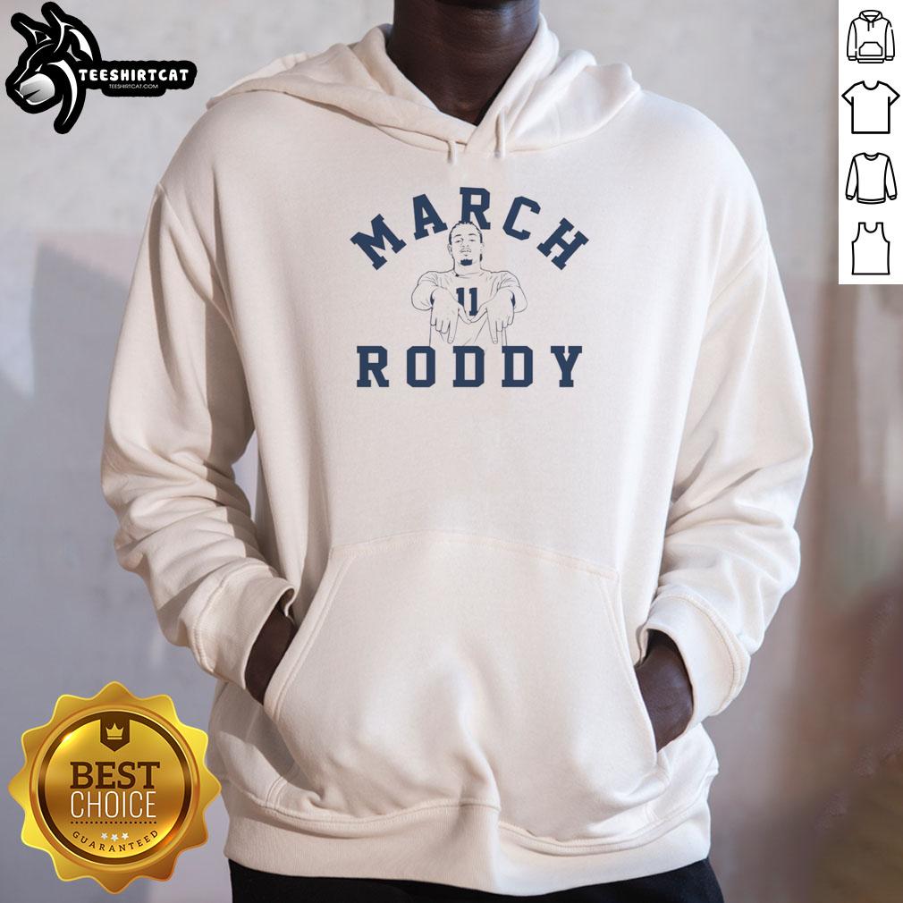 Premium March Roddy Gayle Jr. Michigan Wolverines basketball hoodie featuring team colors and logo, perfect for fans.