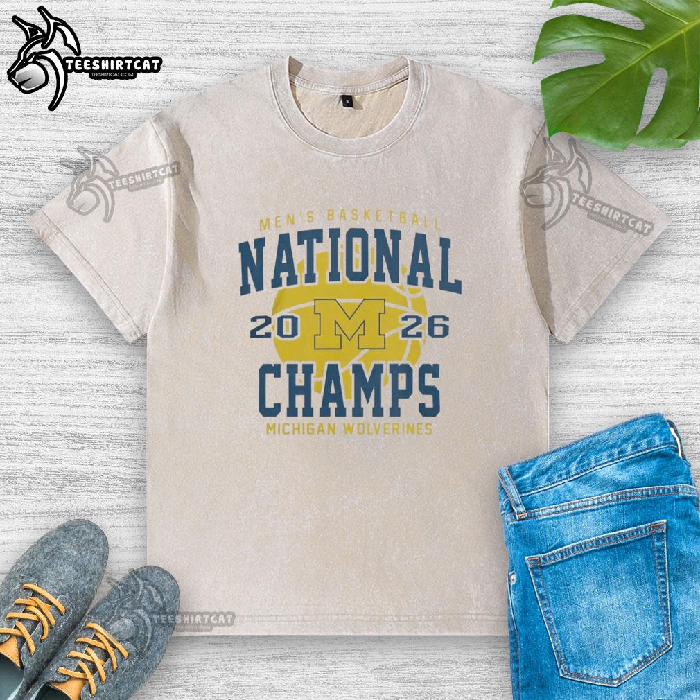 Premium Michigan Wolverines 2026 NCAA Men's Basketball Championship Game washed t-shirt in Indianapolis, Indiana.