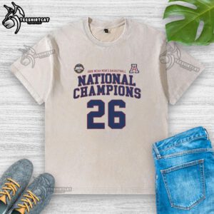 Premium NCAA Division I Men's Basketball Arizona 26 National Champions washed t-shirt, featuring team colors and logo.