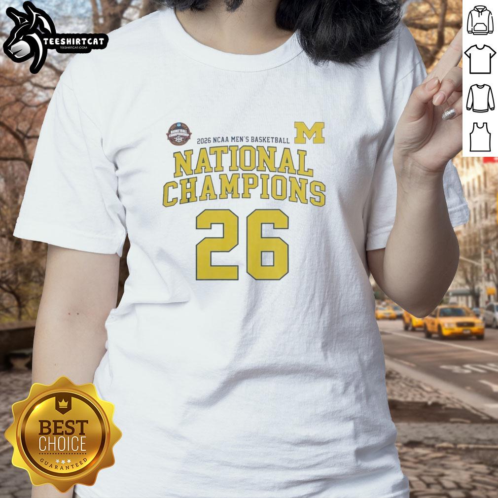 Premium NCAA Division I Men's Basketball Michigan 26 National Champions ladies tee showcasing team pride and style.
