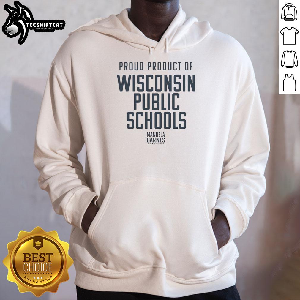 Premium Proud Product Of Wisconsin Public School Hoodie in navy blue, showcasing school spirit and quality craftsmanship.
