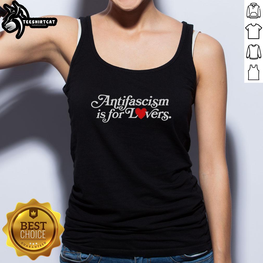 Pretty Antifascism is for Lovers tank top featuring a bold design, perfect for passionate activism and stylish comfort.