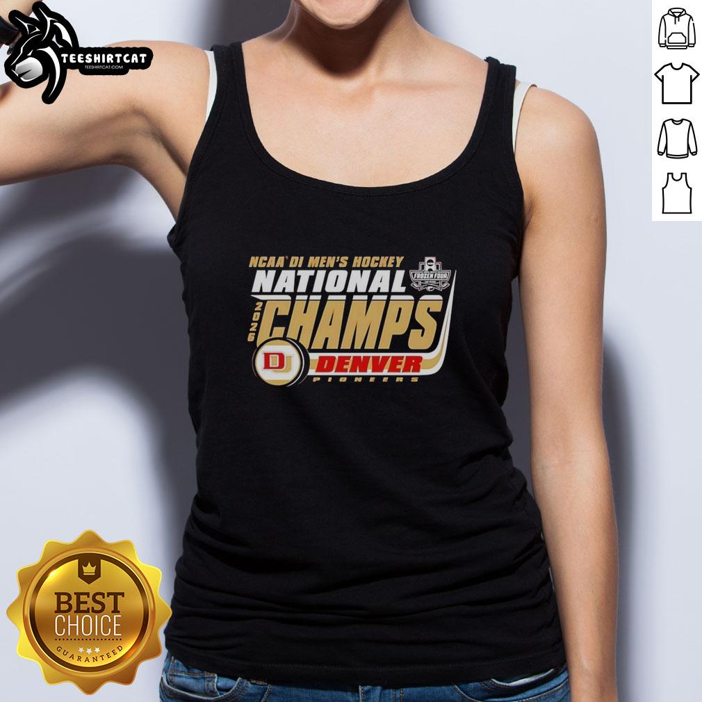 Denver Pioneers 2026 NCAA Frozen Four Men's Ice Hockey National Champions Bracket Tank Top in vibrant colors.