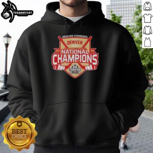 Denver Pioneers 2026 NCAA Frozen Four Men's Ice Hockey National Champions hoodie, showcasing team pride and championship spirit.