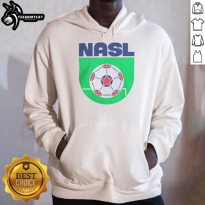 Alt Text: Stylish hoodie featuring the Pretty North American Soccer League logo, perfect for fans and casual wear.