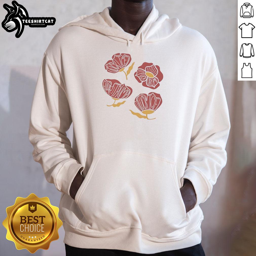 Alt Text: Pretty red poppy floral hoodie featuring 'Fck Trump' design, perfect for making a bold political statement.