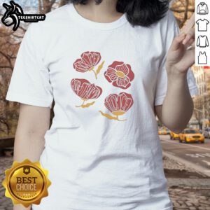 Pretty red poppy floral graphic on a ladies tee with 'F*ck Trump' slogan for bold fashion statement.