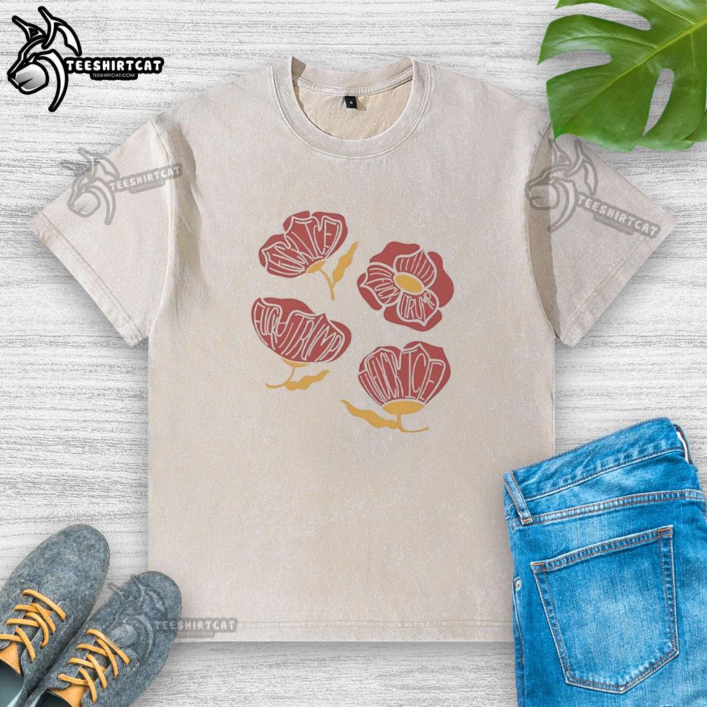 Pretty red poppy floral design on a F*ck Trump washed t-shirt, perfect for expressing bold political views.