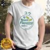 Alt Text: Pretty Kou Team flapping Molkky Osaka Sayama wings game t-shirt featuring colorful winged pins design.