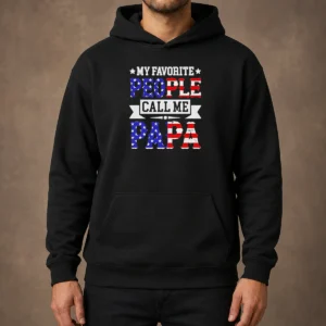 Awesome My Favorite People Call Me PAPA USA Flag Text Hoodie