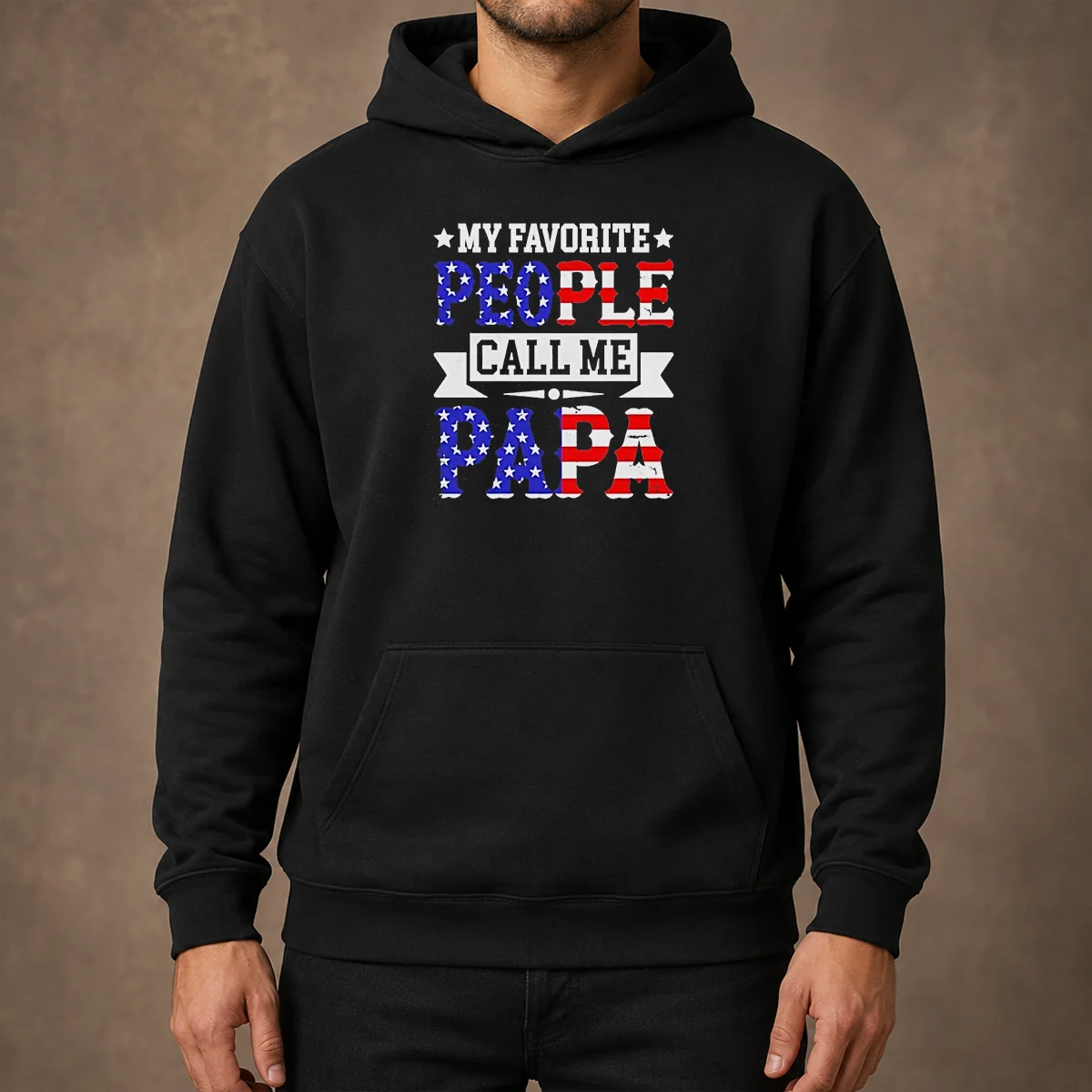 Awesome My Favorite People Call Me PAPA USA Flag Text Hoodie