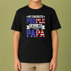Awesome My Favorite People Call Me PAPA USA Flag Text Kids T-Shirt