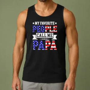 Awesome My Favorite People Call Me PAPA USA Flag Text Tank Top