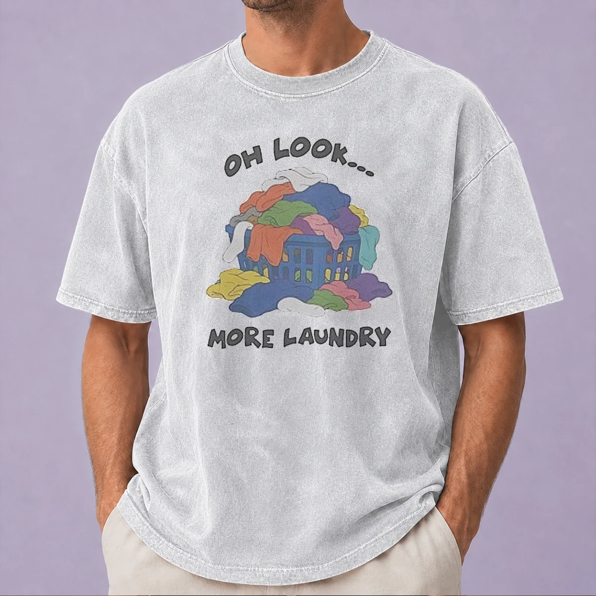 Awesome Oh Look More Laundry Washed T Shirt in soft cotton fabric with subtle faded wash effect