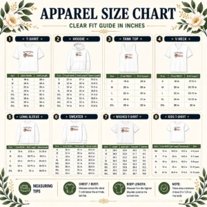 Size chart for Awesome The Malpass Brothers Country Music with measurements in inches and cm