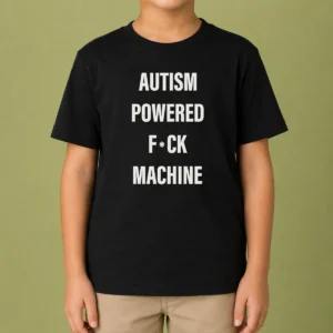Funny Autism Powered Fck Machine Humor Kids T-Shirt
