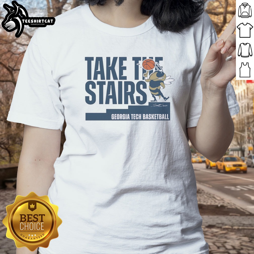 Funny Georgia Tech Basketball Take The Stairs Mascot Shirt on Ladies Shirt Funny Georgia Tech Basketball Take The Stairs Mascot Shirt shown as a ladies shirt preview