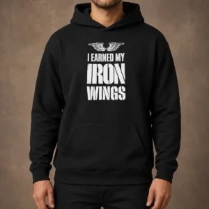Funny I Earned My Iron Wings Aviation Pilot Hoodie